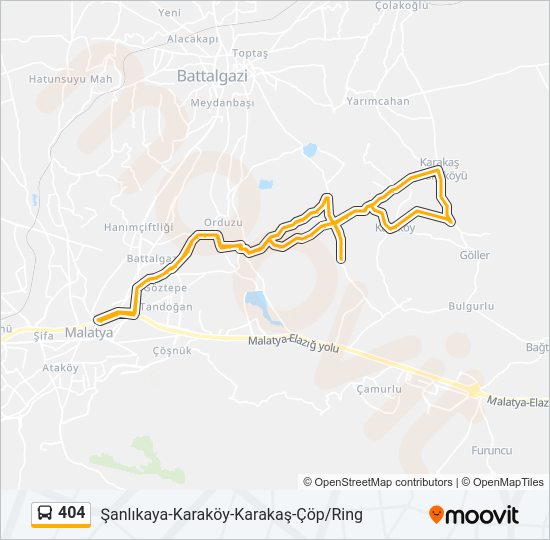 404 otobüs Hattı Haritası