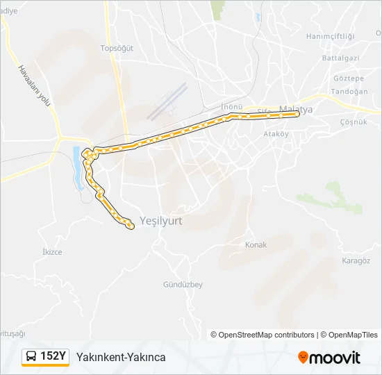 152Y Bus Line Map