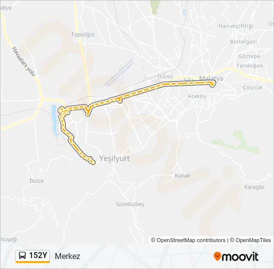 152Y Bus Line Map