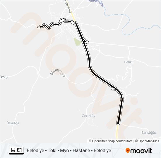 E1 Bus Line Map