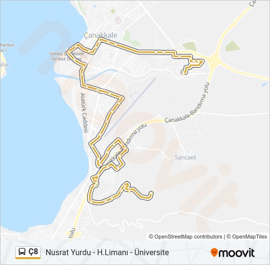 Ç8 Bus Line Map