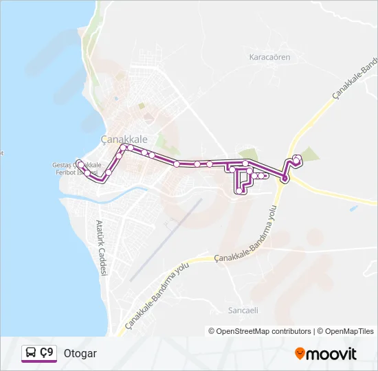 Ç9 Bus Line Map