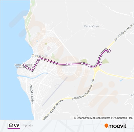 Ç9 Bus Line Map