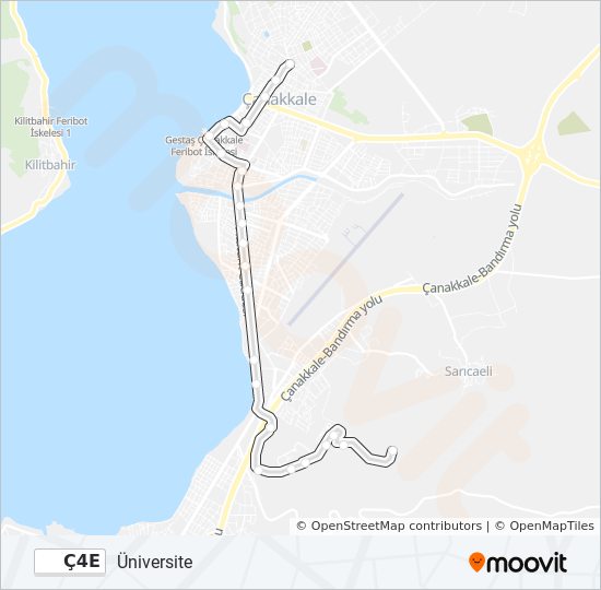 Ç4E otobüs Hattı Haritası