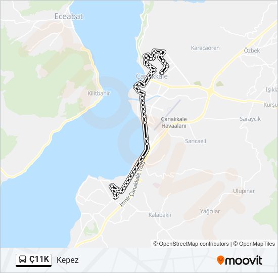 Ç11K otobüs Hattı Haritası