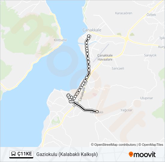 Ç11KE otobüs Hattı Haritası