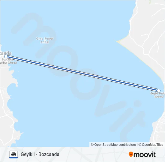 BOZCAADA Ferry Line Map