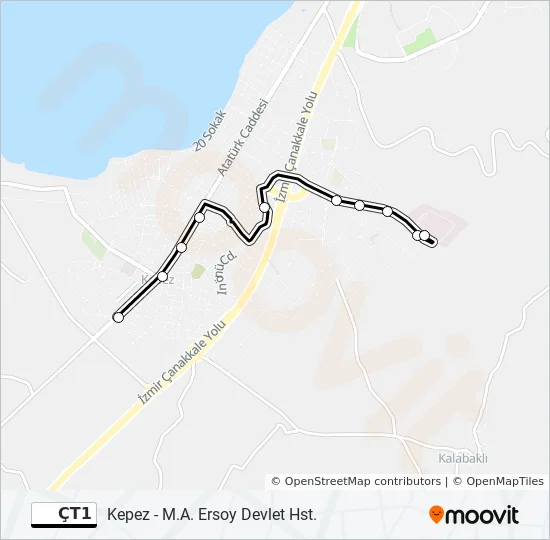 ÇT1 Bus Line Map
