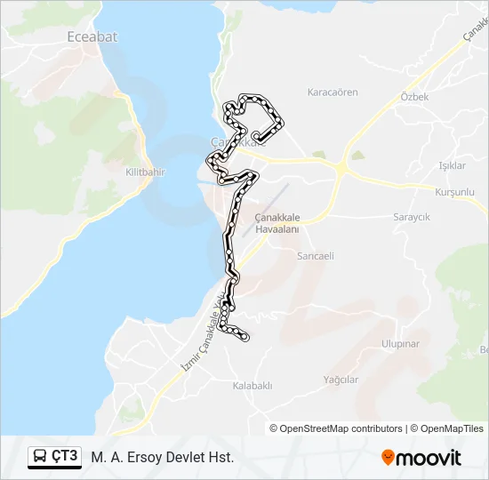 ÇT3 Bus Line Map