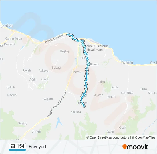 154 Bus Line Map