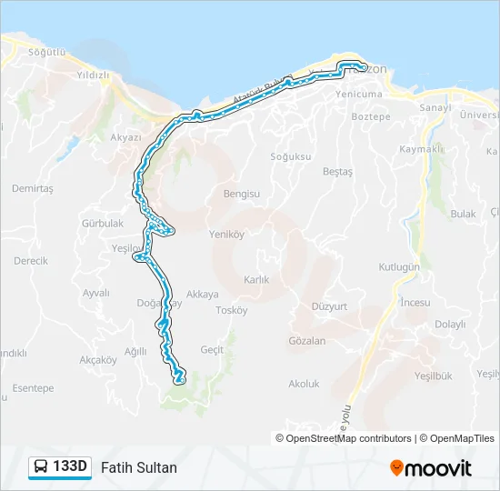 133D Bus Line Map