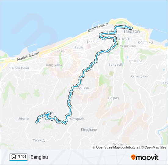 113 otobüs Hattı Haritası
