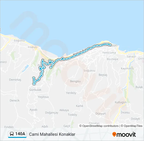 140A Bus Line Map