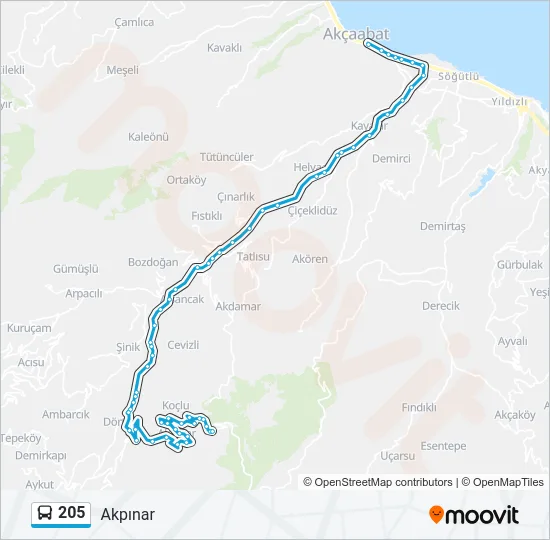 205 Bus Line Map