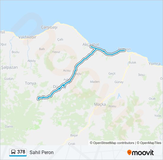 378 otobüs Hattı Haritası