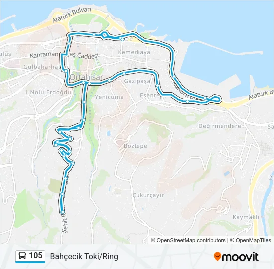 105 Bus Line Map