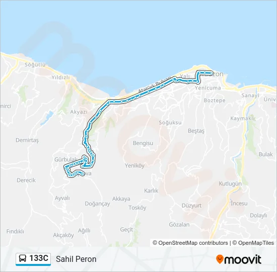 133C Bus Line Map