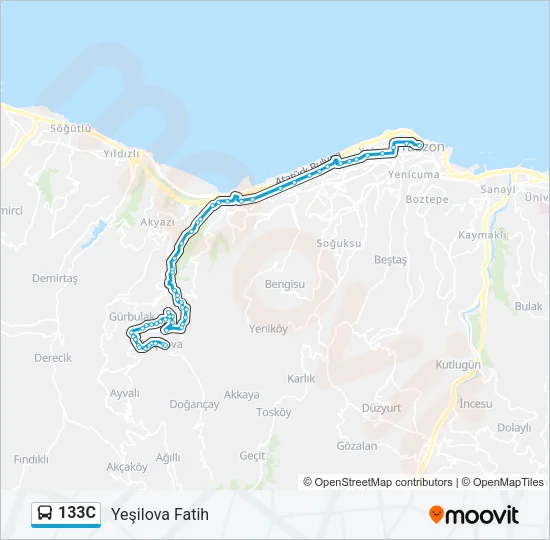 133C Bus Line Map