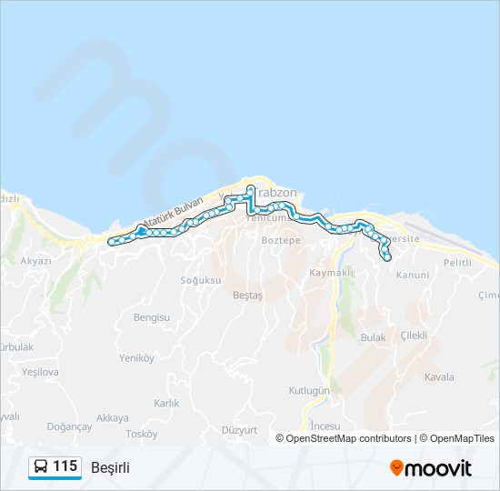 115 otobüs Hattı Haritası