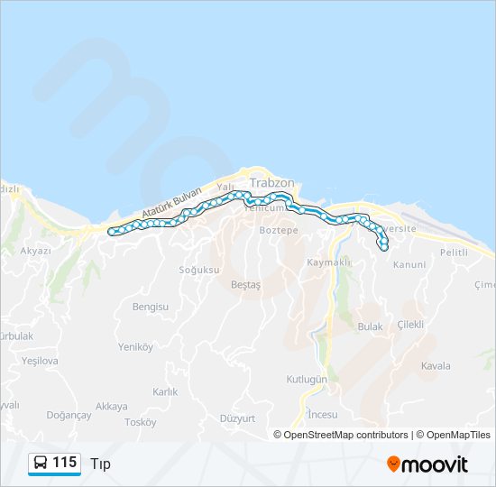 115 otobüs Hattı Haritası