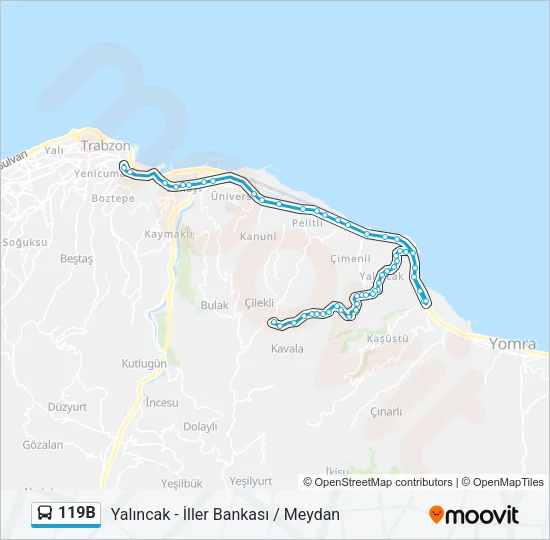 119B Bus Line Map