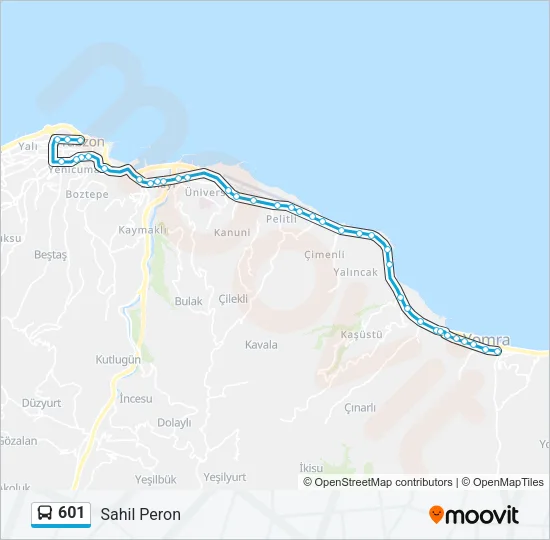 601 Bus Line Map