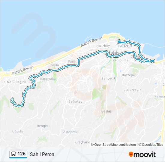 126 otobüs Hattı Haritası