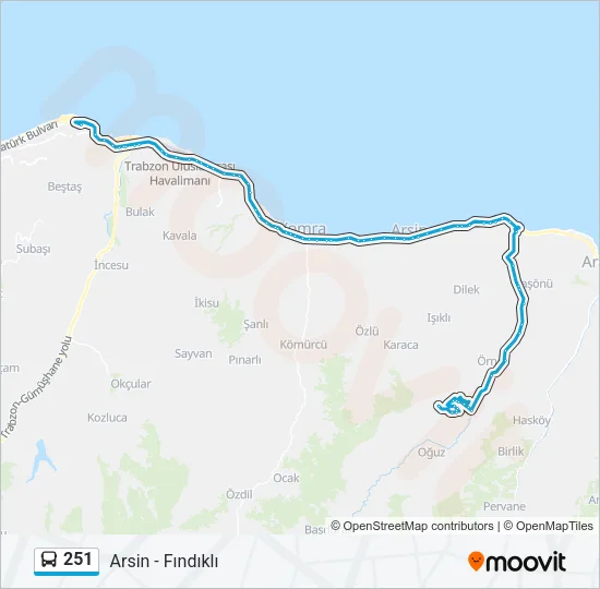 251 Bus Line Map