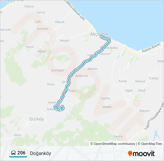 206 Bus Line Map