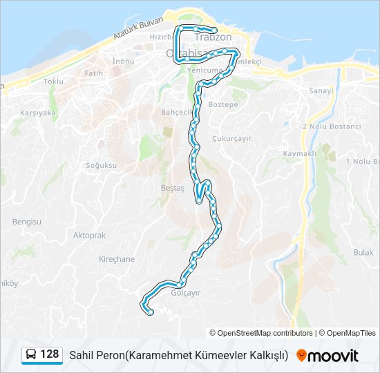 128 Bus Line Map