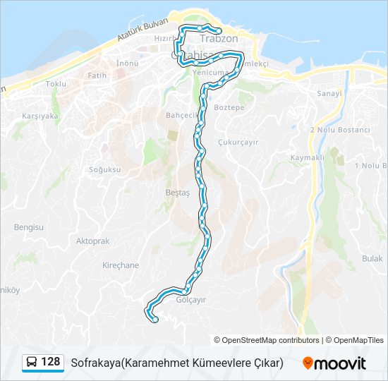 128 Bus Line Map