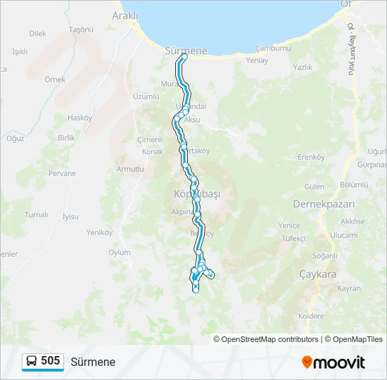 505 Bus Line Map