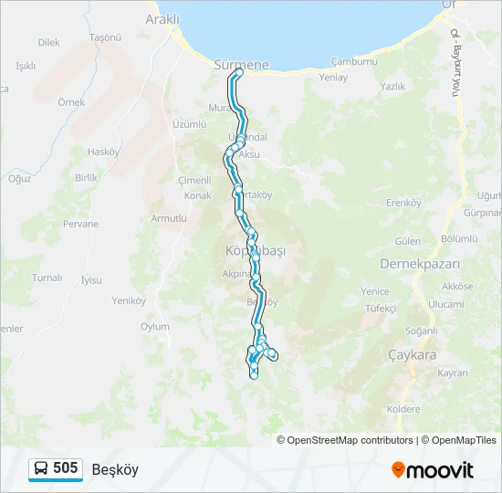 505 Bus Line Map