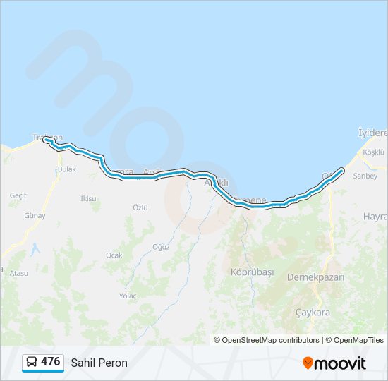 476 otobüs Hattı Haritası