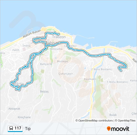 117 otobüs Hattı Haritası
