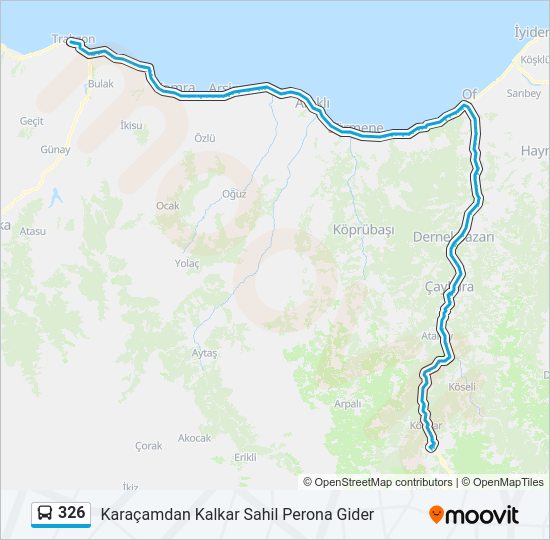 326 otobüs Hattı Haritası