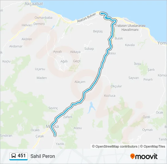 451 Bus Line Map