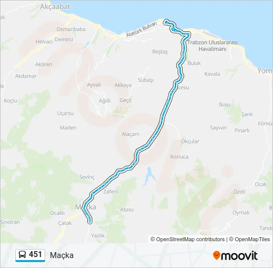 451 Bus Line Map