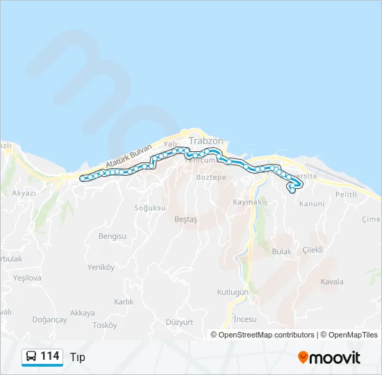 114 Bus Line Map