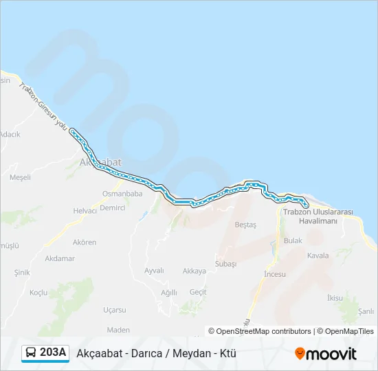 203A Bus Line Map