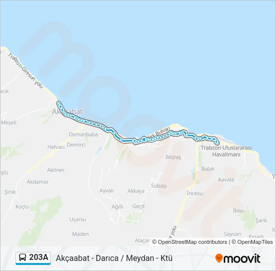 203A Bus Line Map