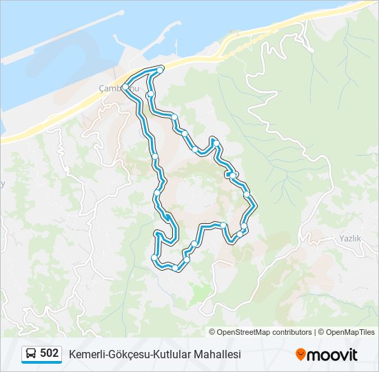 502 otobüs Hattı Haritası