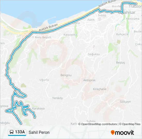 133A Bus Line Map