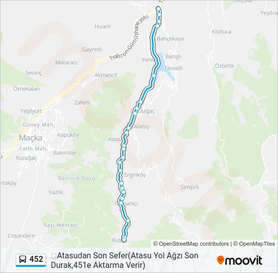 452 Bus Line Map