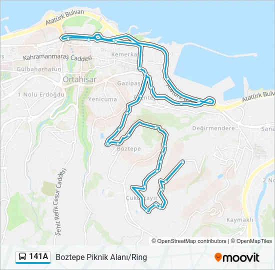 141A Bus Line Map