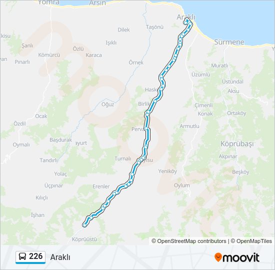 226 otobüs Hattı Haritası
