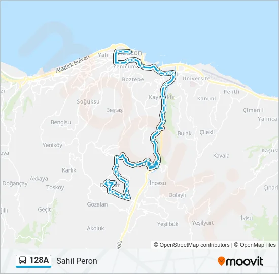 128A Bus Line Map