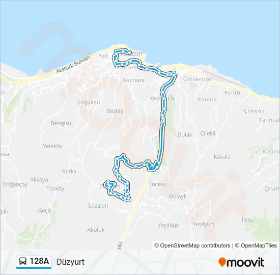 128A Bus Line Map