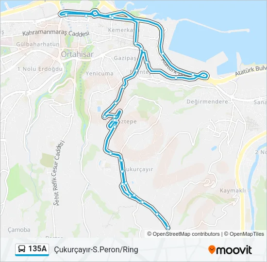 135A Bus Line Map