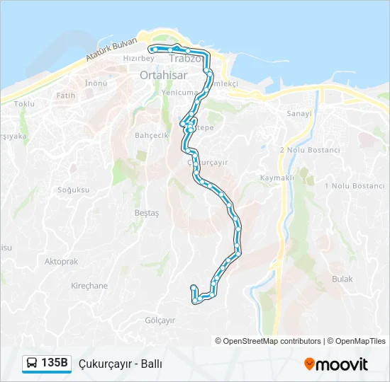 135B Bus Line Map